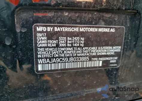 2018 BMW 530E from USA, damaged, VIN WBAJA9C59JB033885